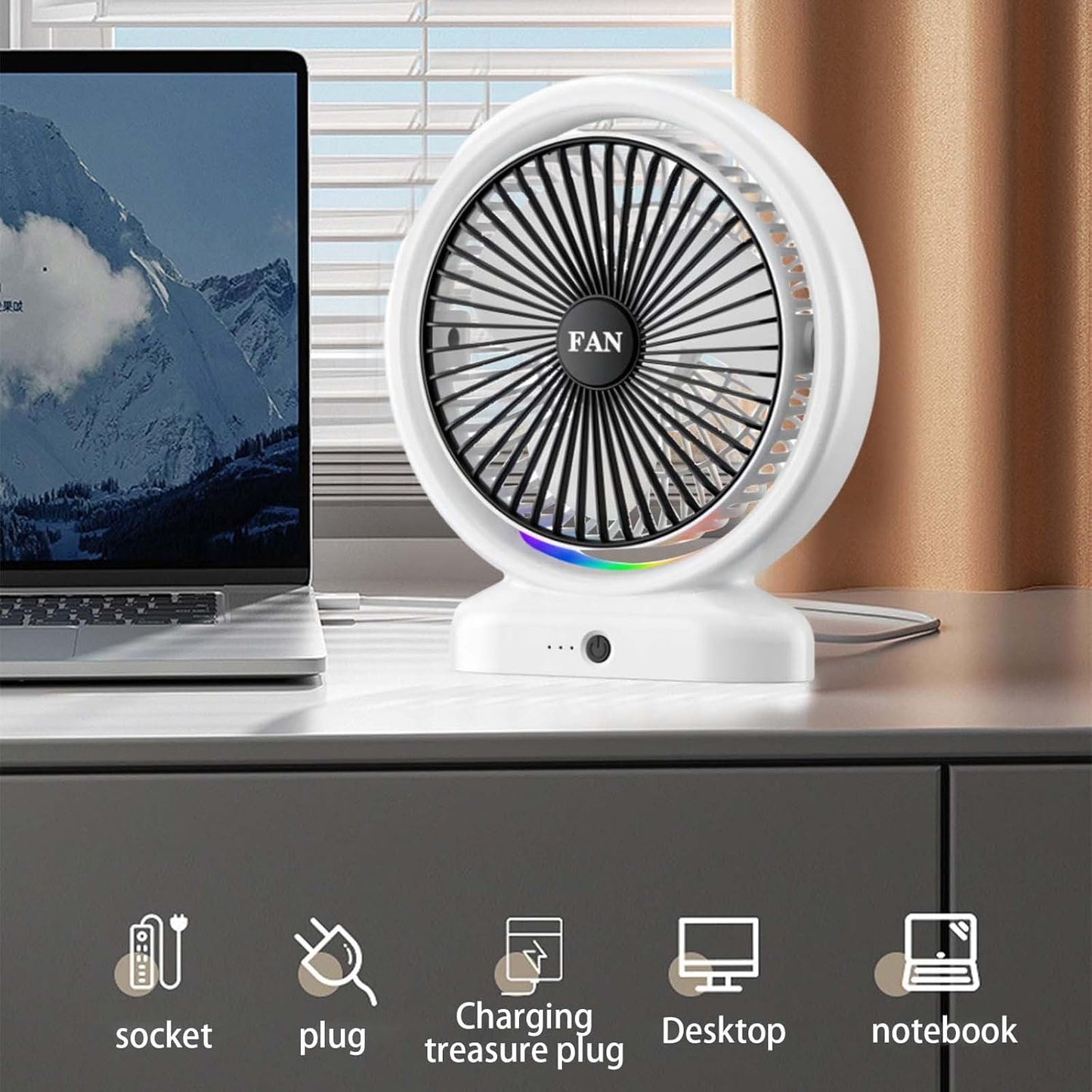 Mini ventilador de escritorio de 3 velocidades