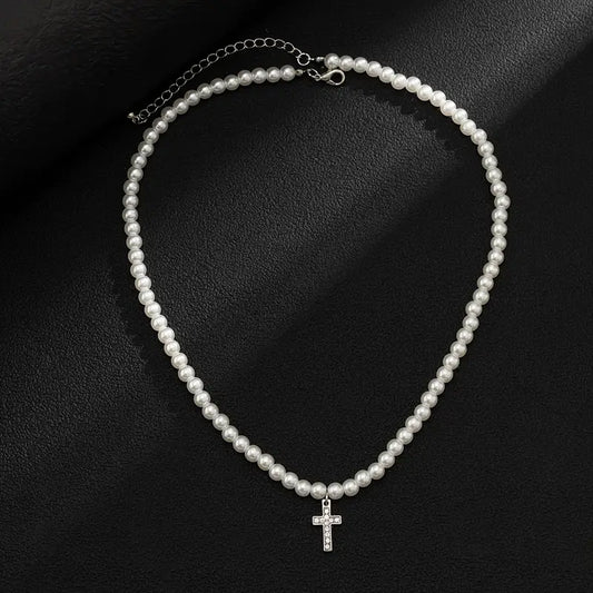 Collar de Perlas con Dije  Cruz